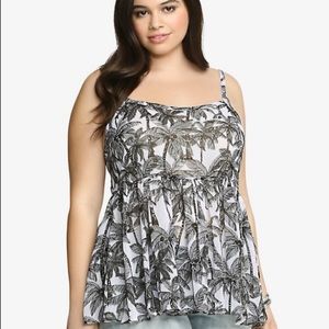 Torrid | Black Palm Tree Sheer Tank